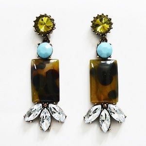J.Crew tortoise shell and crystal drop earrings